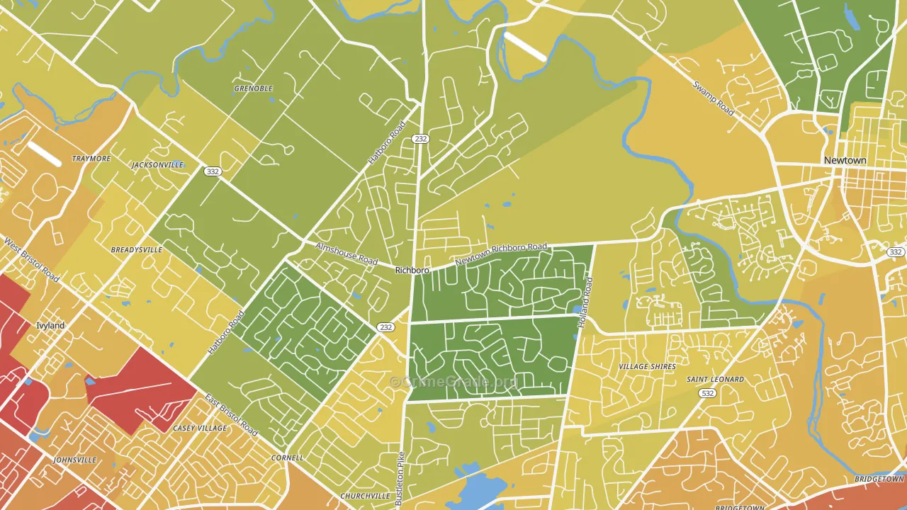 18954, PA Map of Vehicle Theft Rates