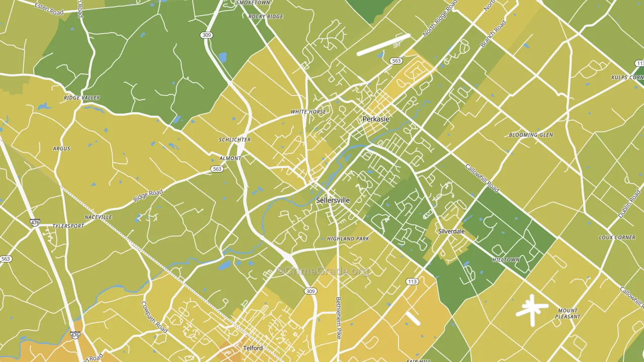 18960, PA Map of Vehicle Theft Rates