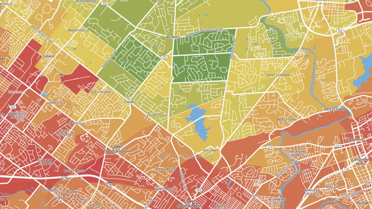18966, PA Map of Vehicle Theft Rates