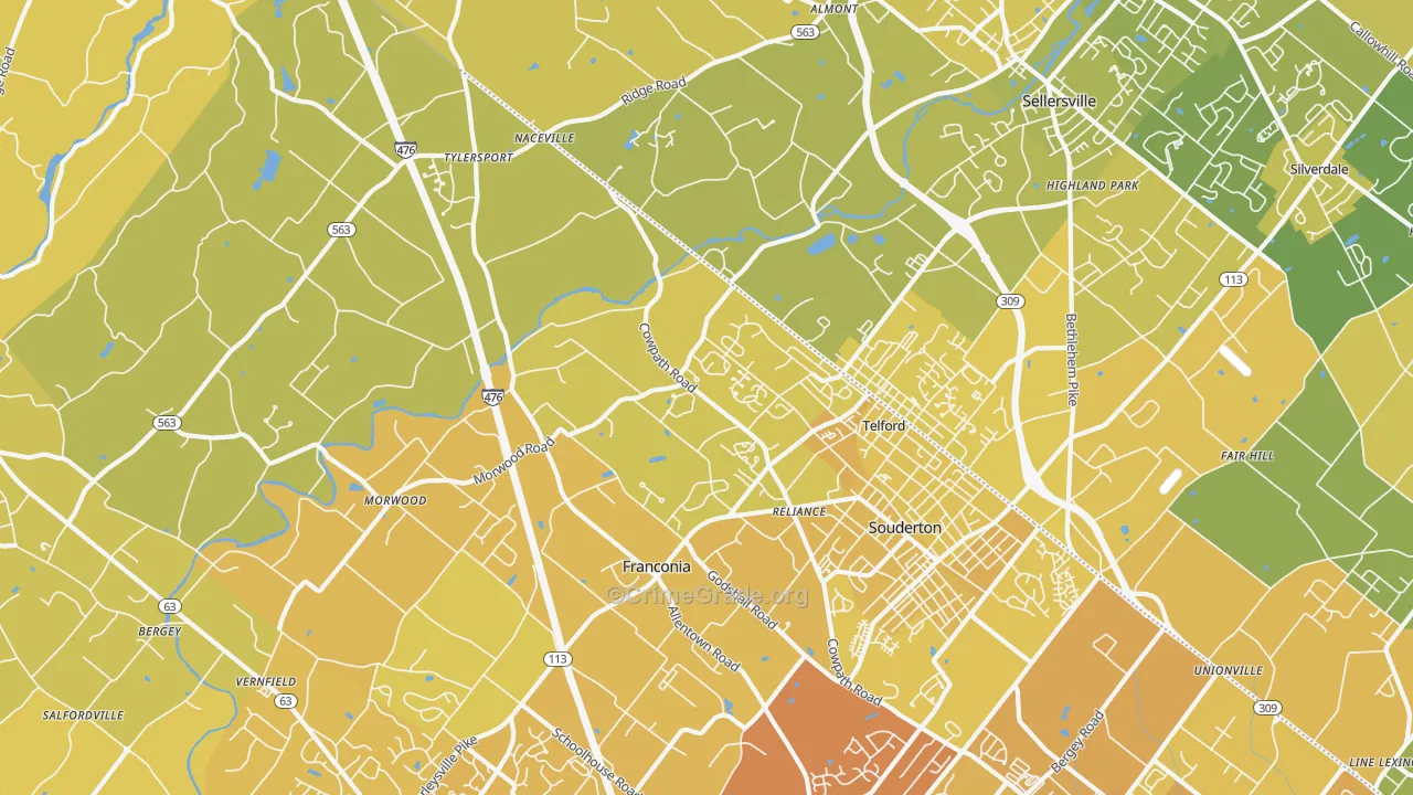 18969, PA Map of Vehicle Theft Rates