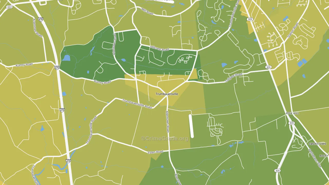 18970, PA Map of Vehicle Theft Rates