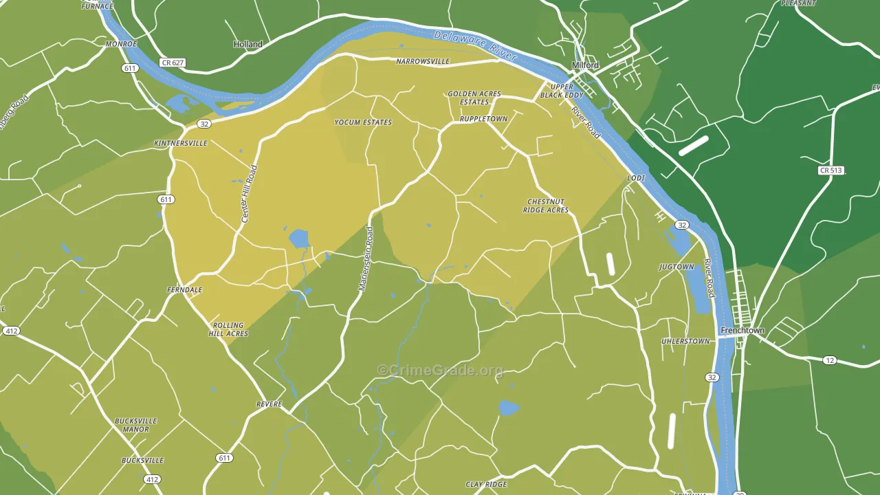 18972, PA Map of Vehicle Theft Rates