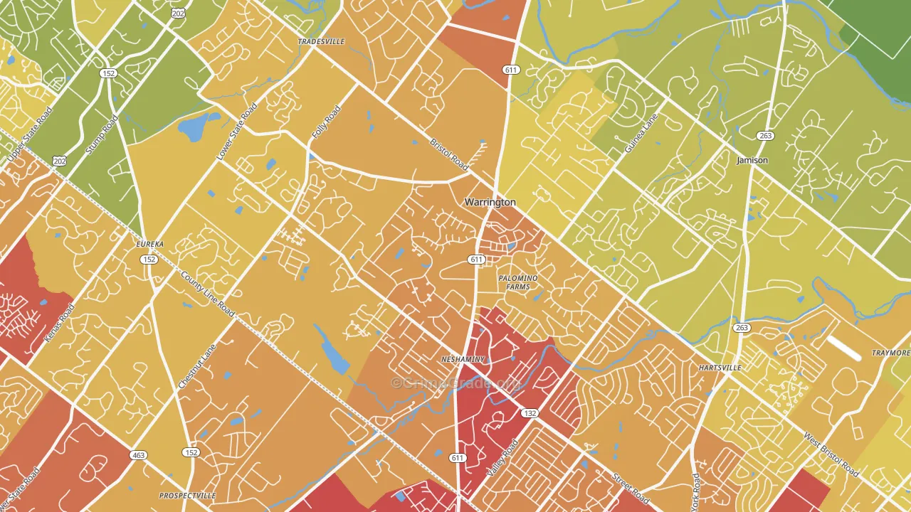 18976, PA Map of Vehicle Theft Rates