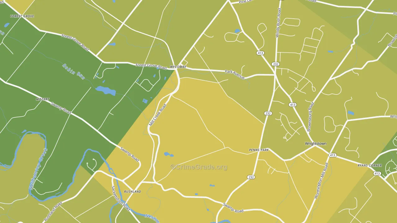 18980, PA Map of Vehicle Theft Rates