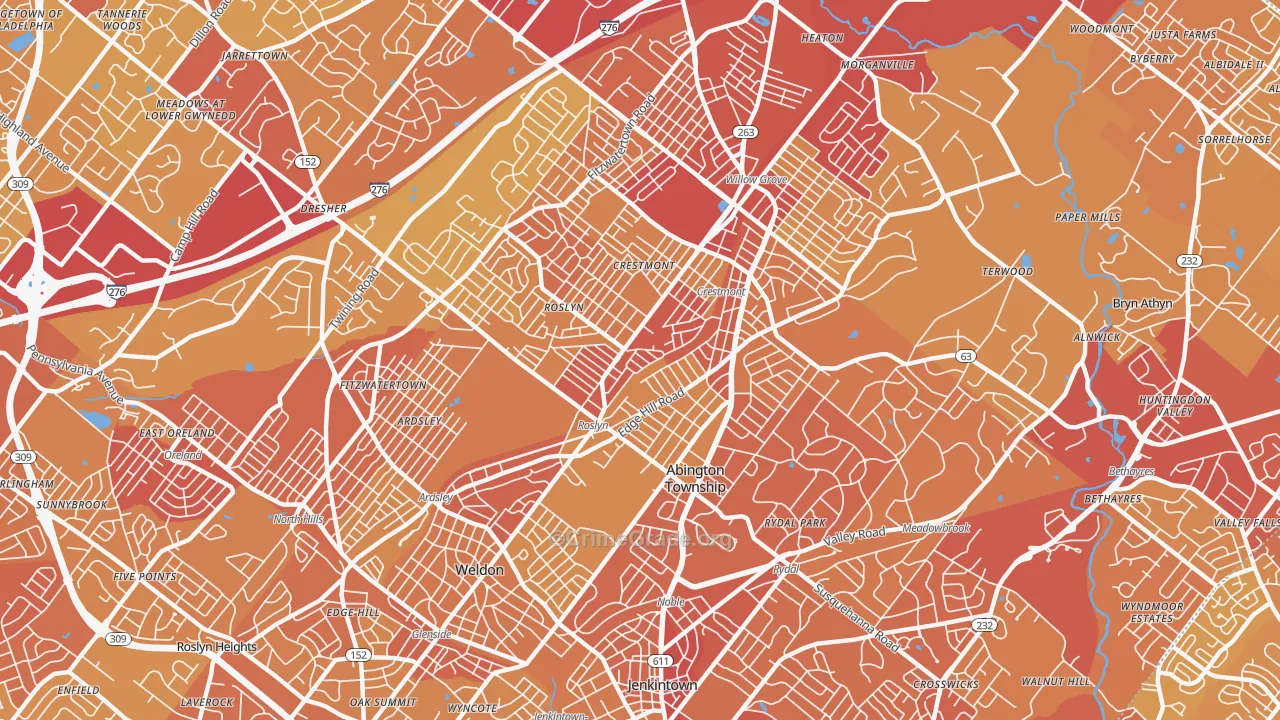 19001, PA Map of Vehicle Theft Rates