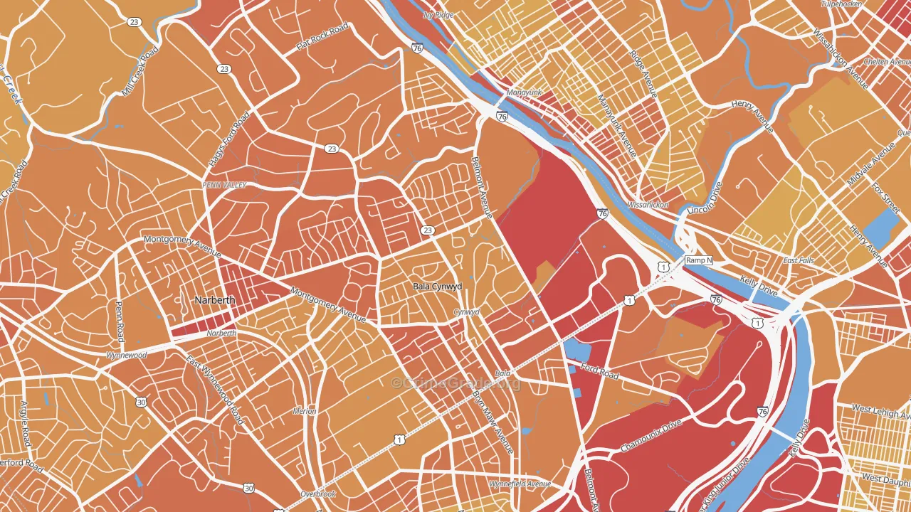 19004, PA Map of Vehicle Theft Rates