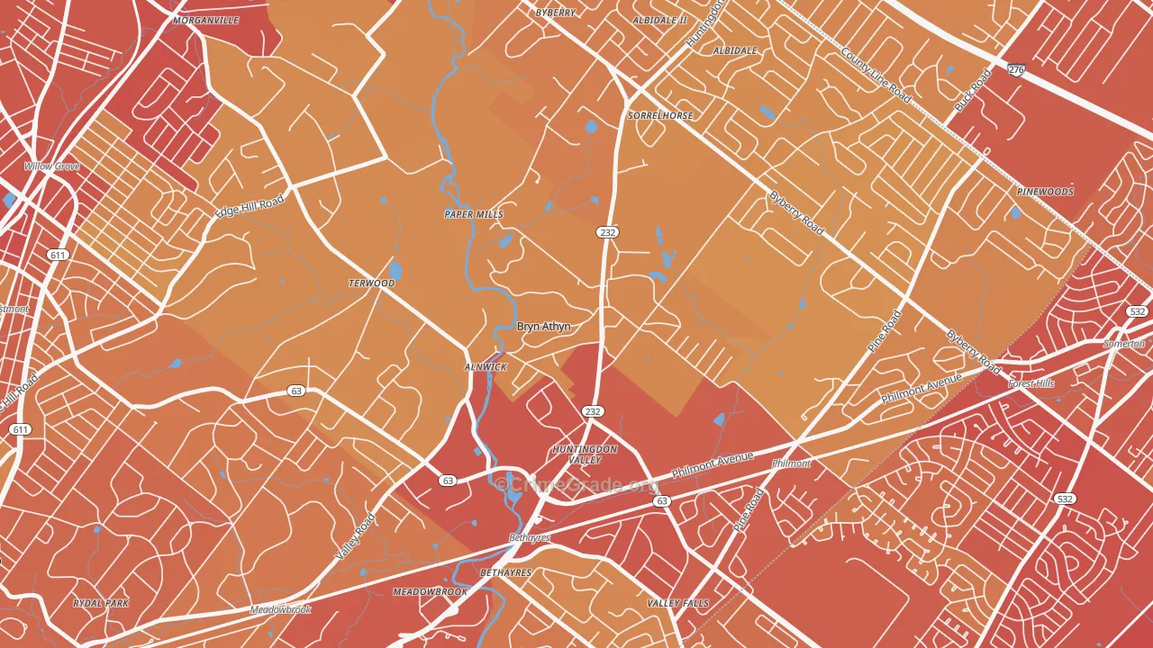19009, PA Map of Vehicle Theft Rates