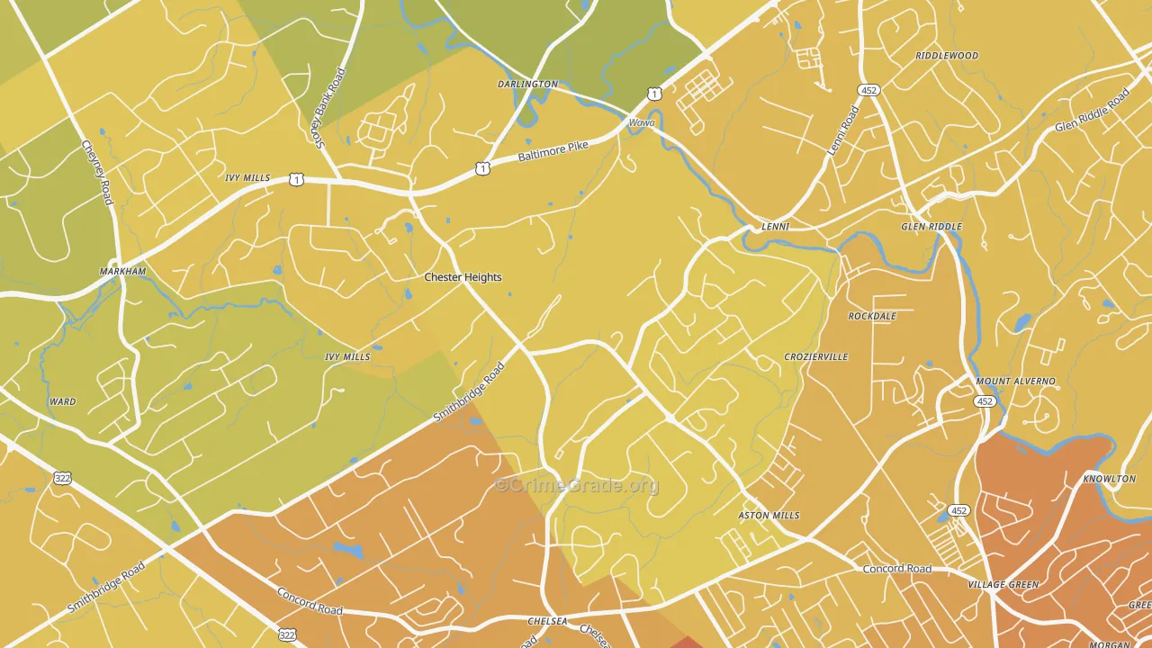 19017, PA Map of Vehicle Theft Rates