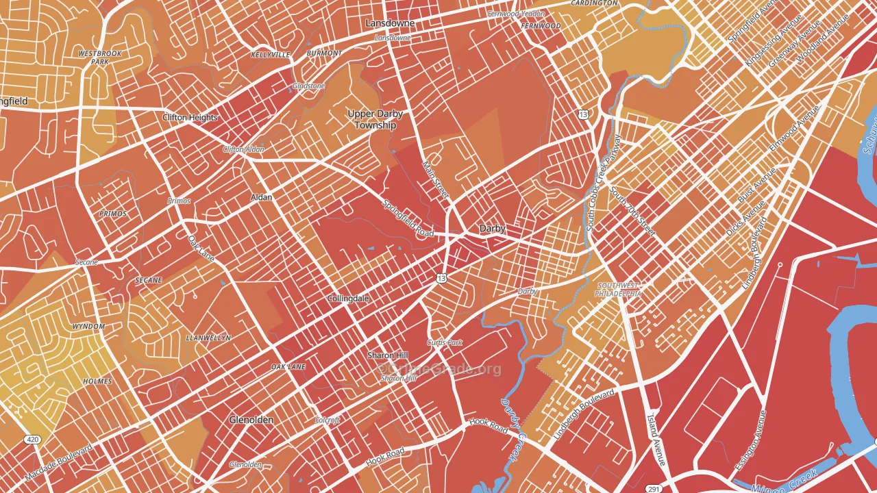 19023, PA Map of Vehicle Theft Rates