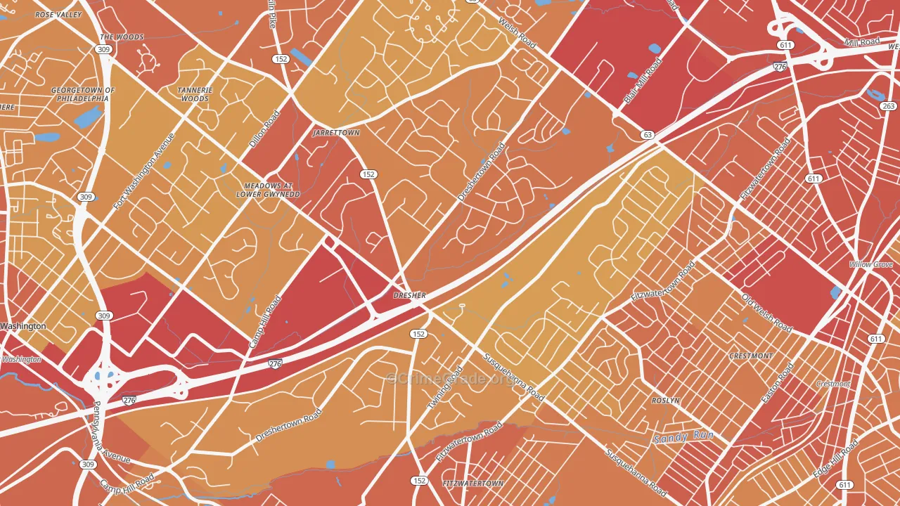 19025, PA Map of Vehicle Theft Rates