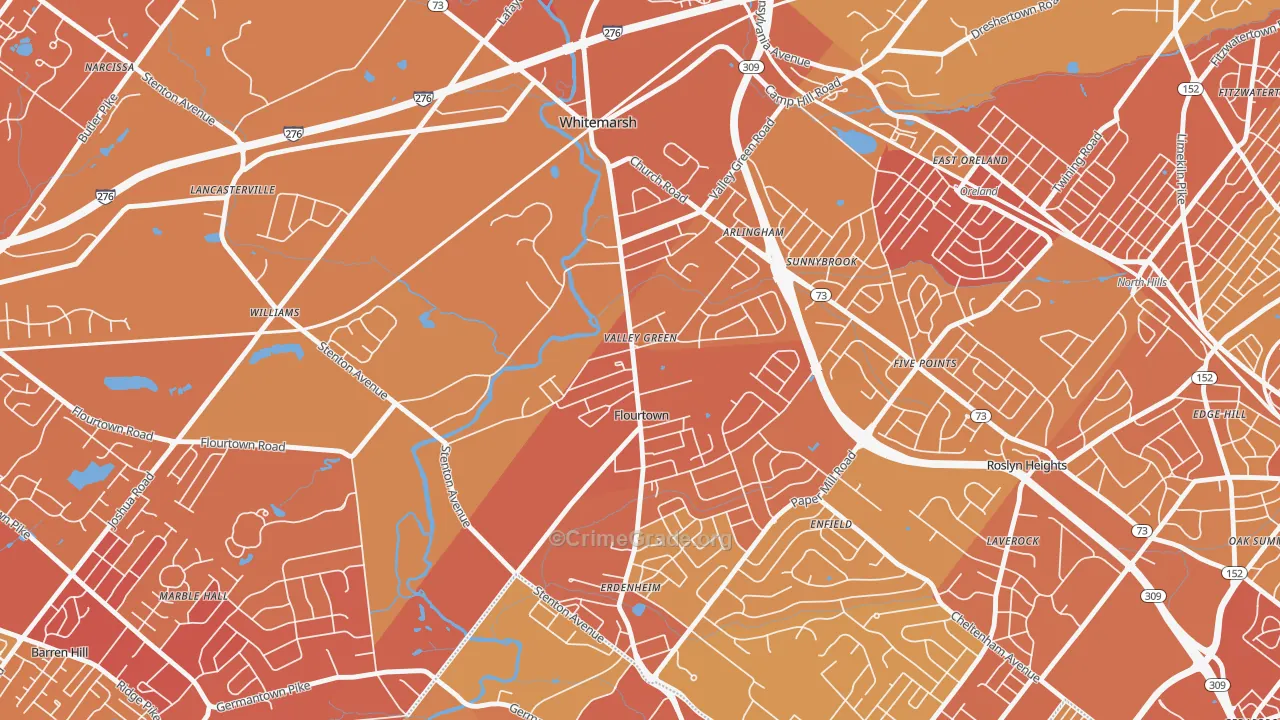19031, PA Map of Vehicle Theft Rates