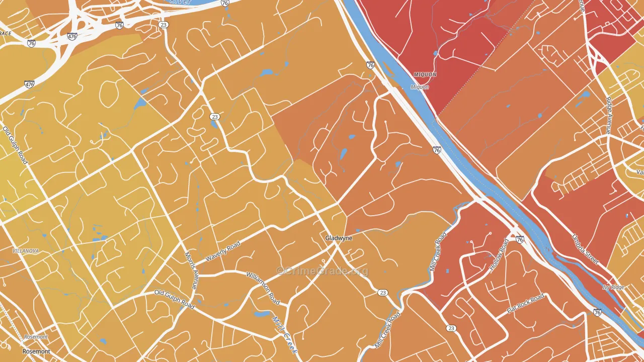 19035, PA Map of Vehicle Theft Rates