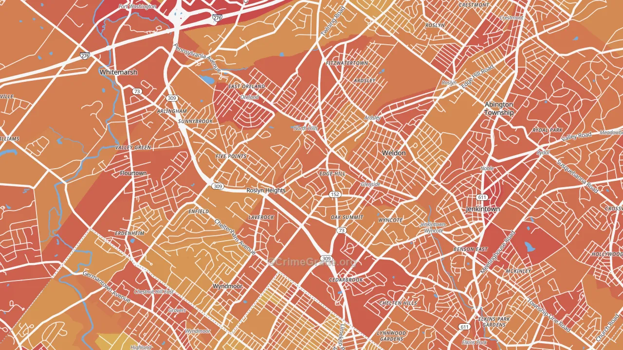 19038, PA Map of Vehicle Theft Rates