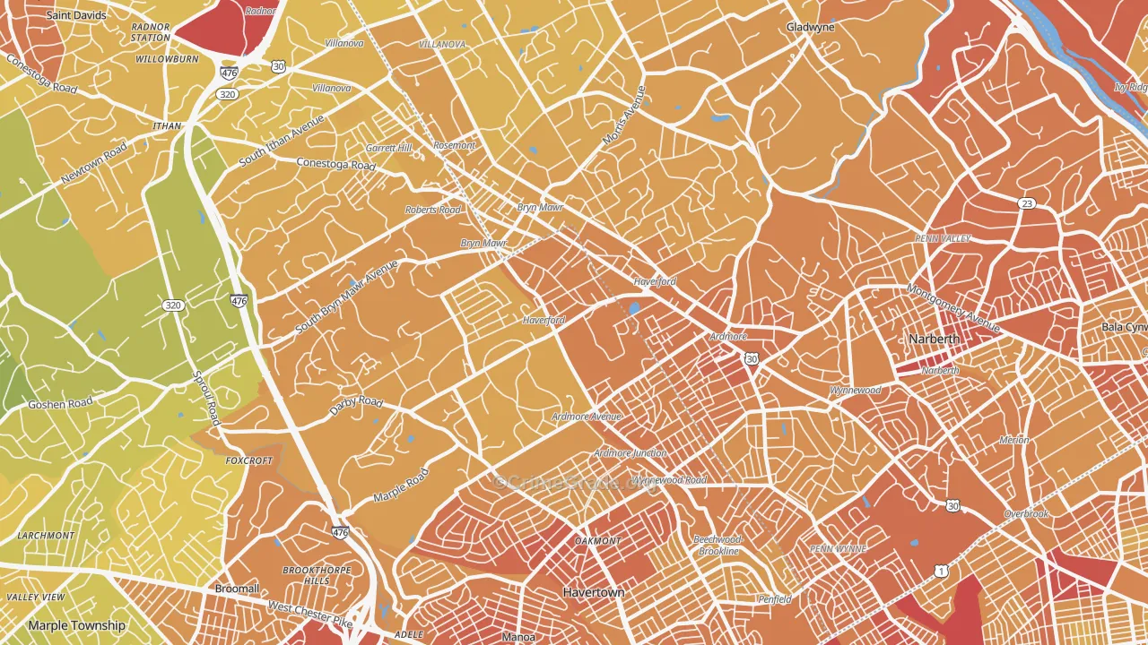 19041, PA Map of Vehicle Theft Rates