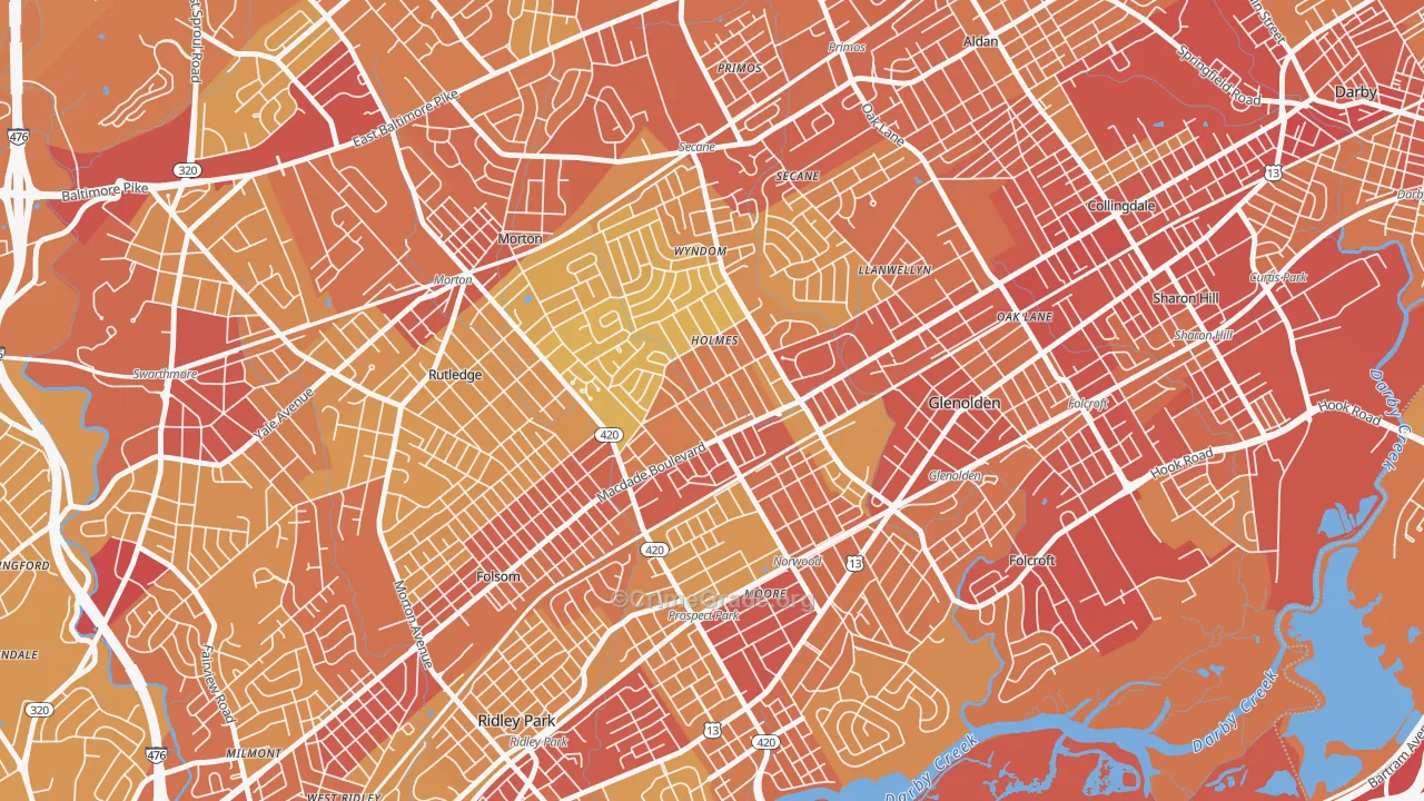 19043, PA Map of Vehicle Theft Rates
