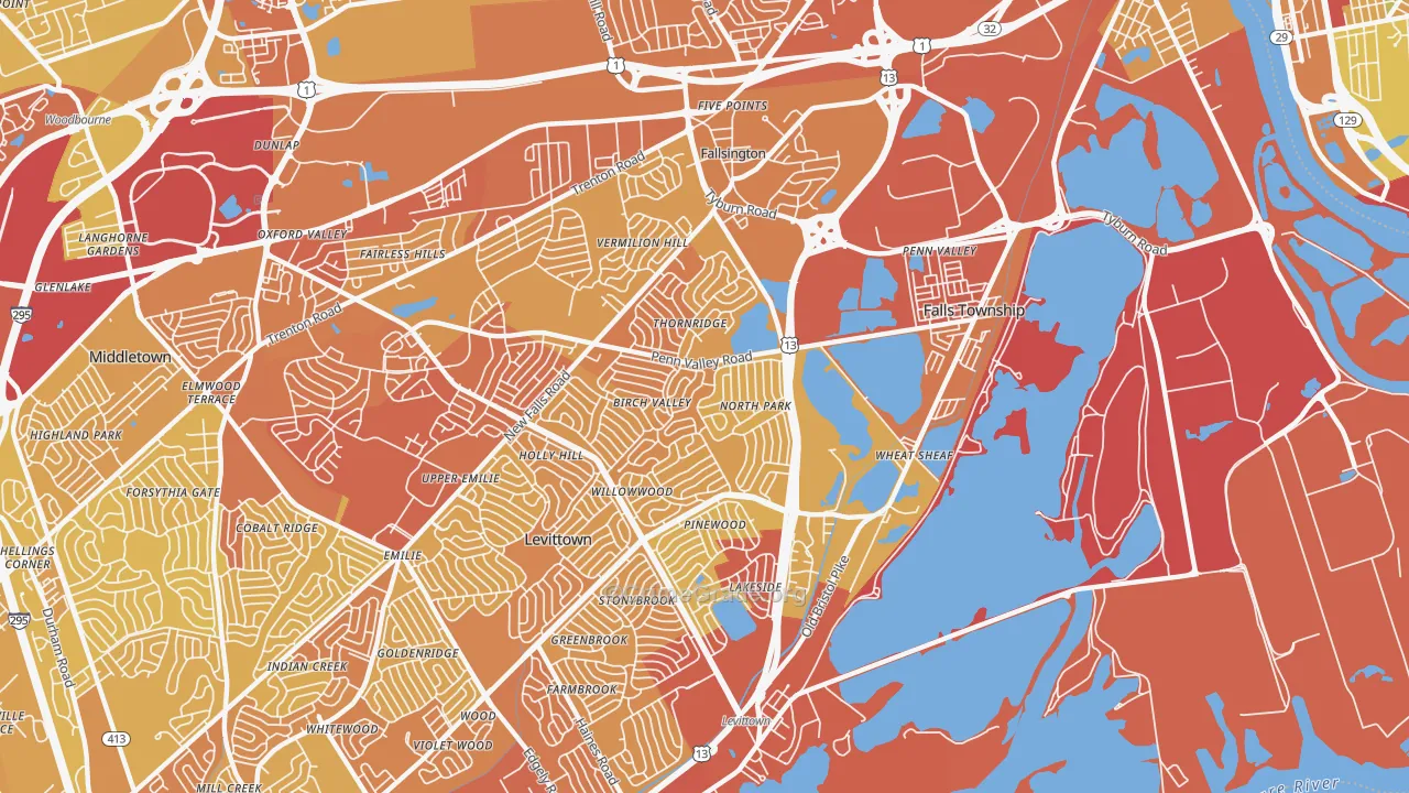 19054, PA Map of Vehicle Theft Rates