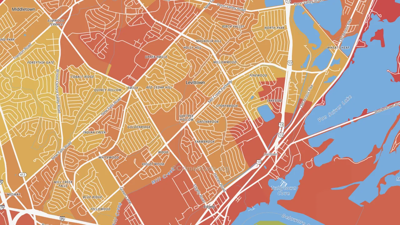 19055, PA Map of Vehicle Theft Rates