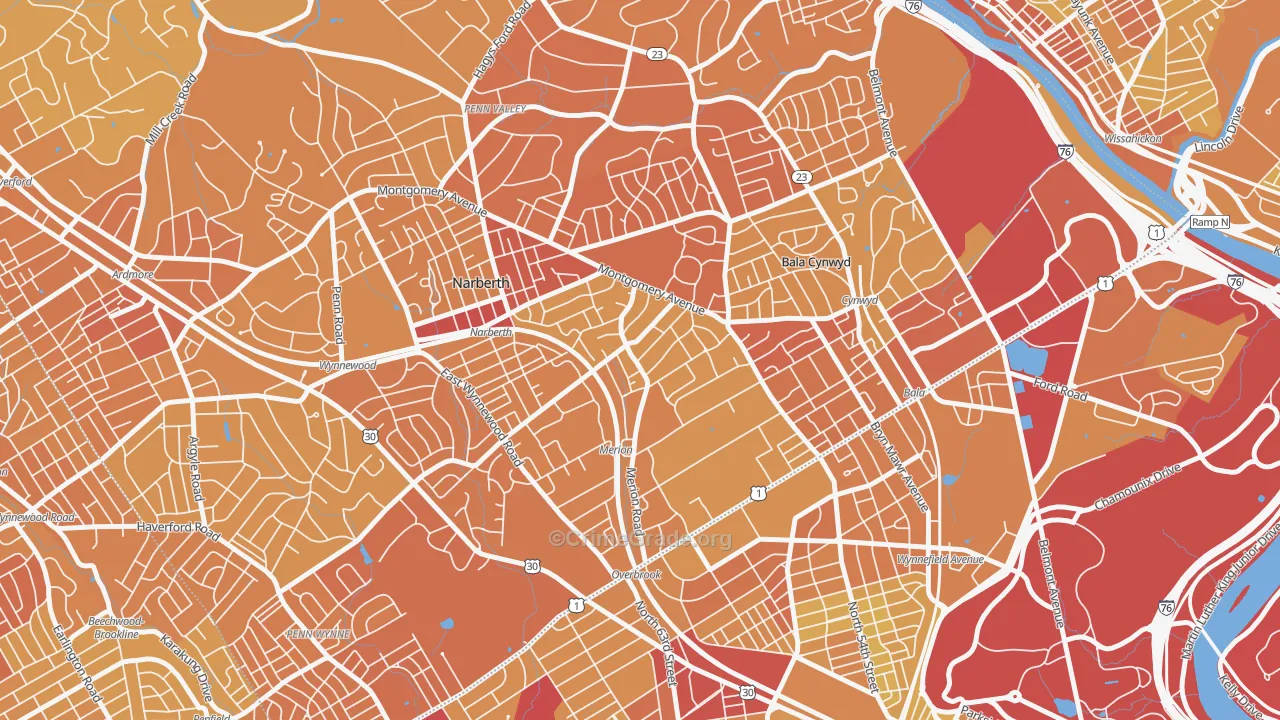 19066, PA Map of Vehicle Theft Rates