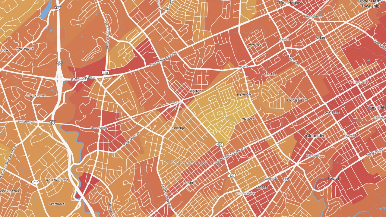 19070, PA Map of Vehicle Theft Rates