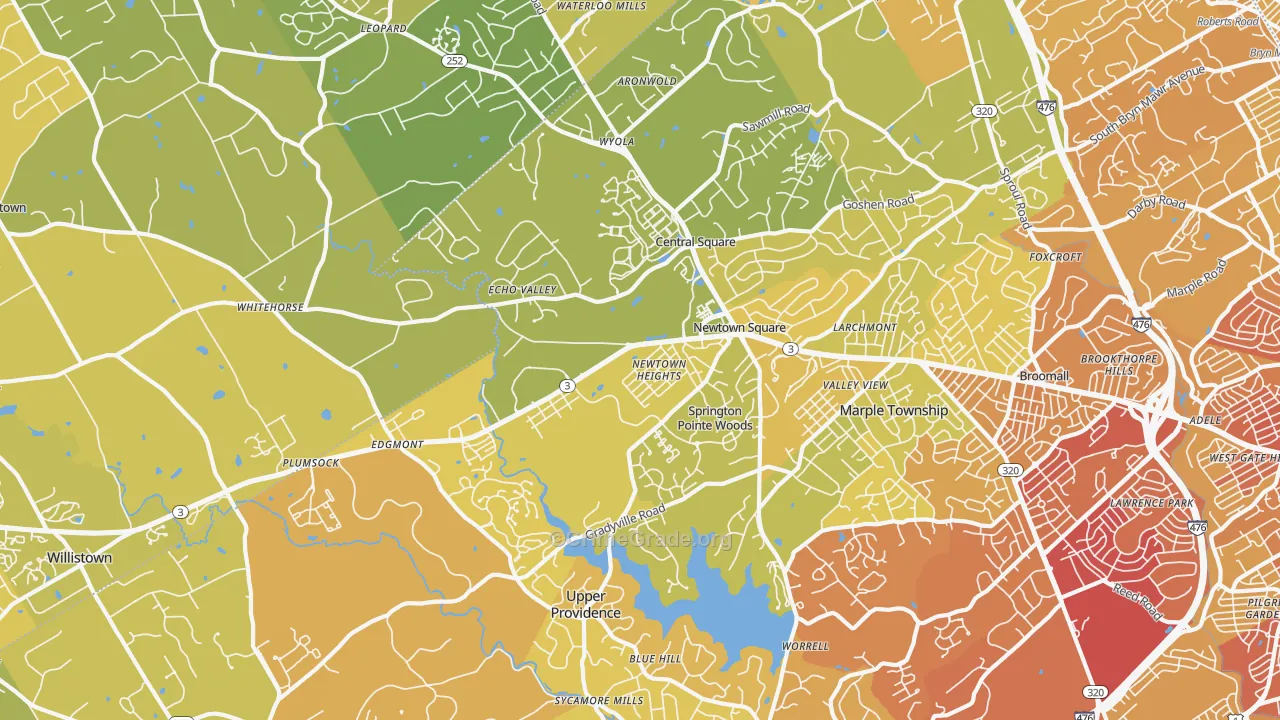 19073, PA Map of Vehicle Theft Rates