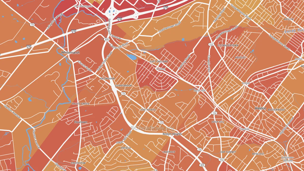 19075, PA Map of Vehicle Theft Rates