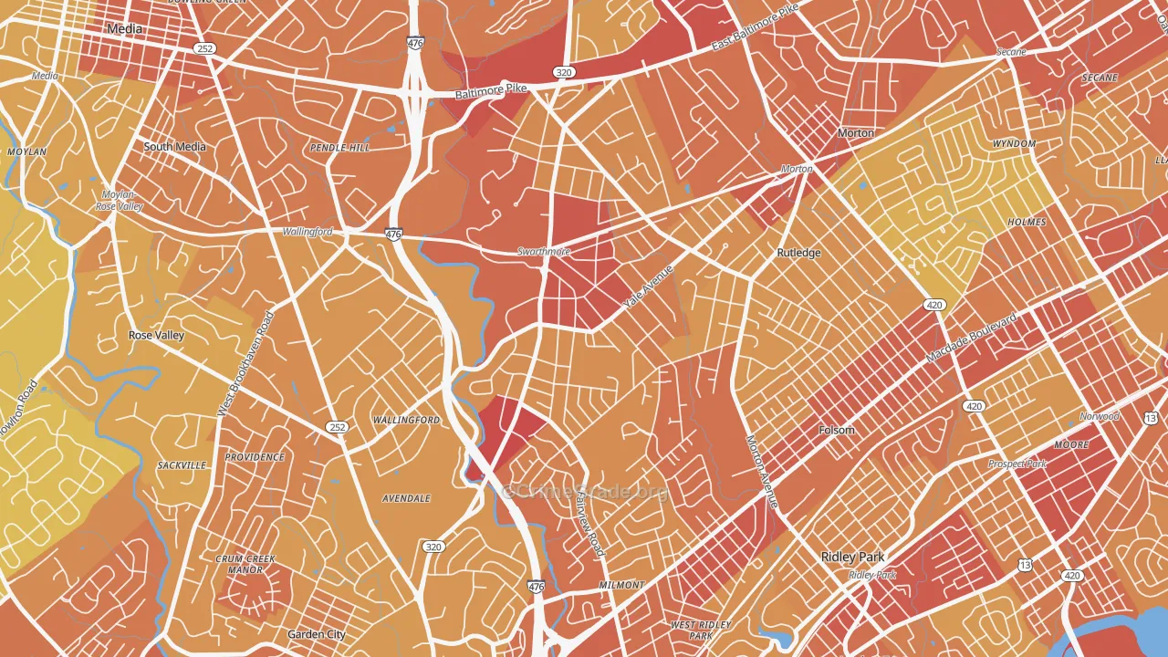 19081, PA Map of Vehicle Theft Rates