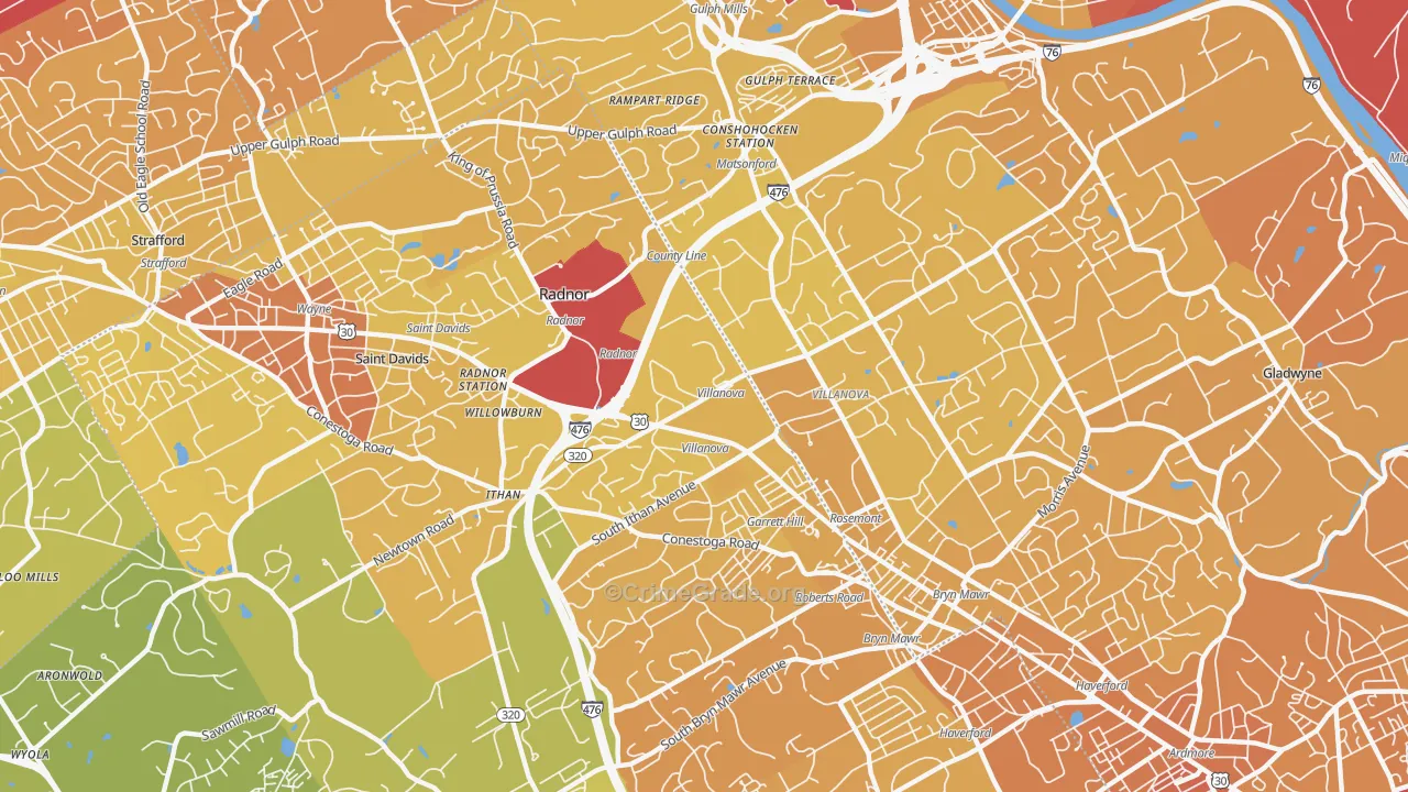 19085, PA Map of Vehicle Theft Rates