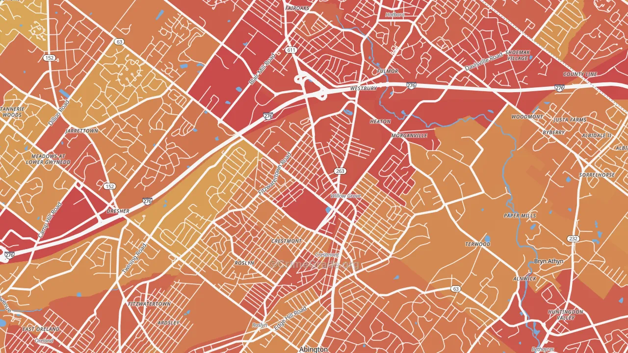 19090, PA Map of Vehicle Theft Rates