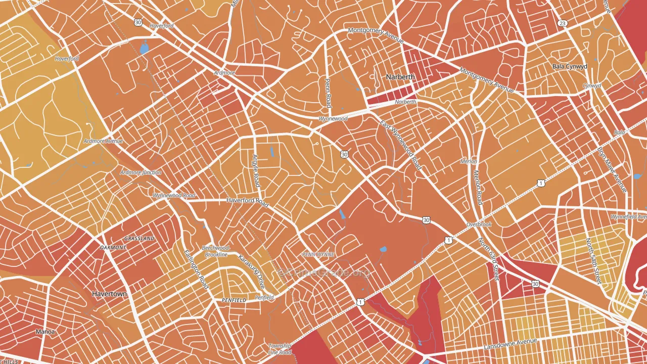 19096, PA Map of Vehicle Theft Rates
