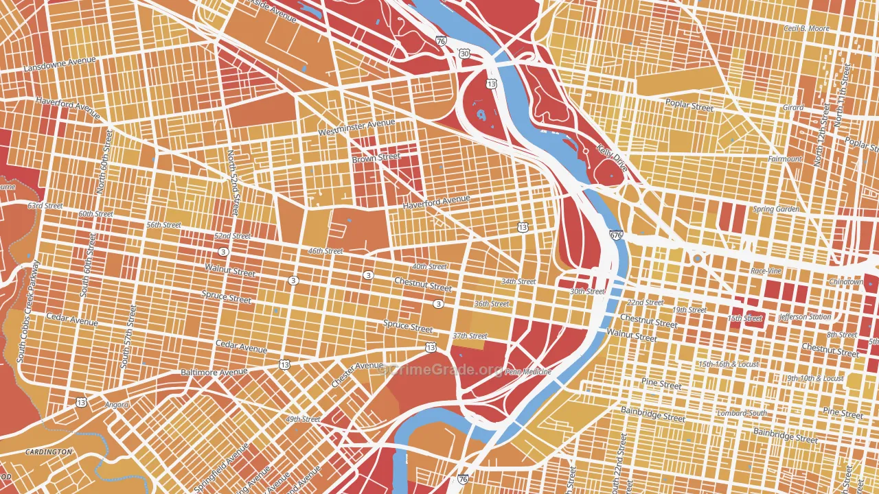 19104, PA Map of Vehicle Theft Rates