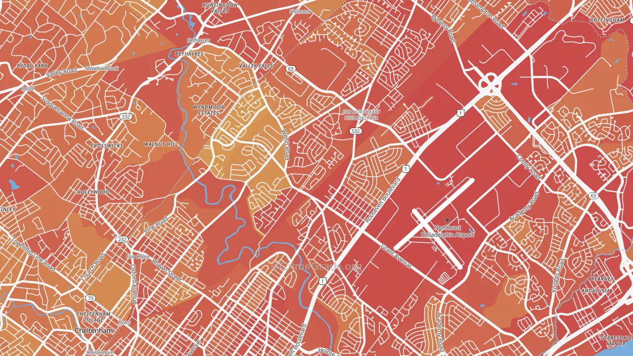 19115, PA Map of Vehicle Theft Rates