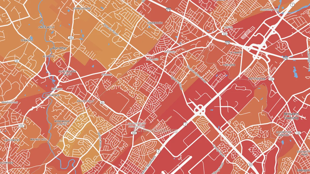 19116, PA Map of Vehicle Theft Rates