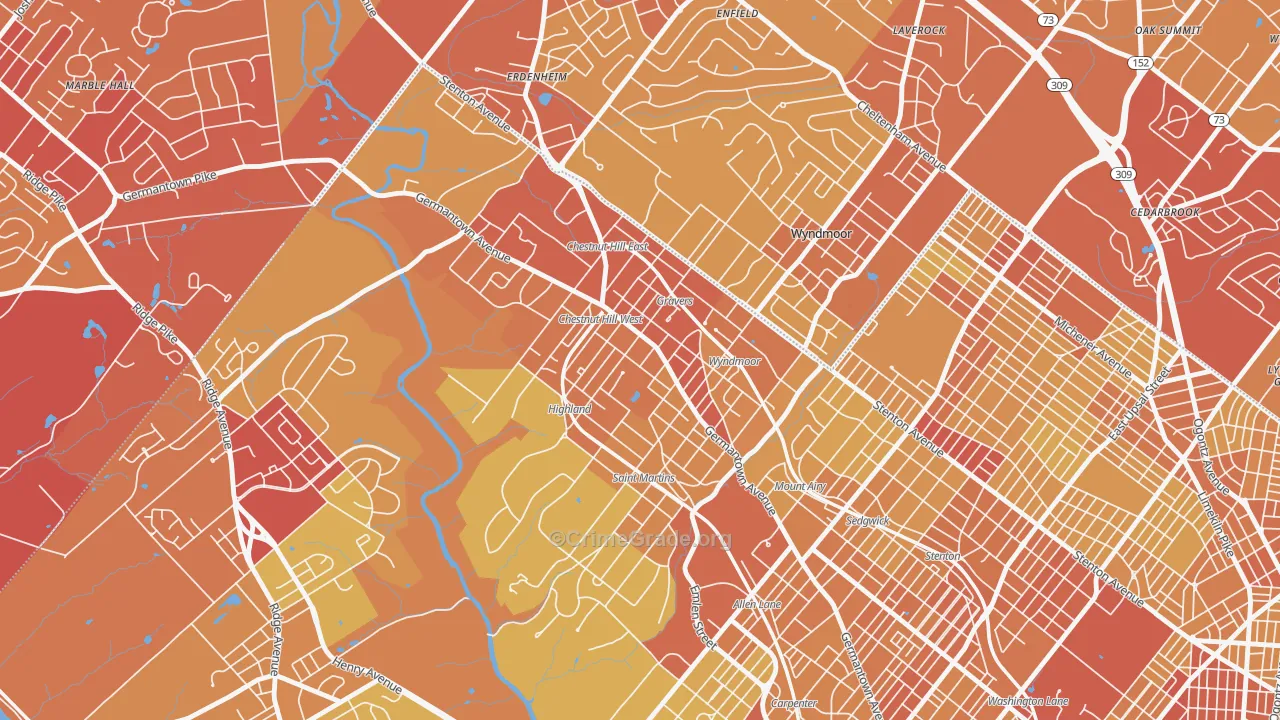 19118, PA Map of Vehicle Theft Rates