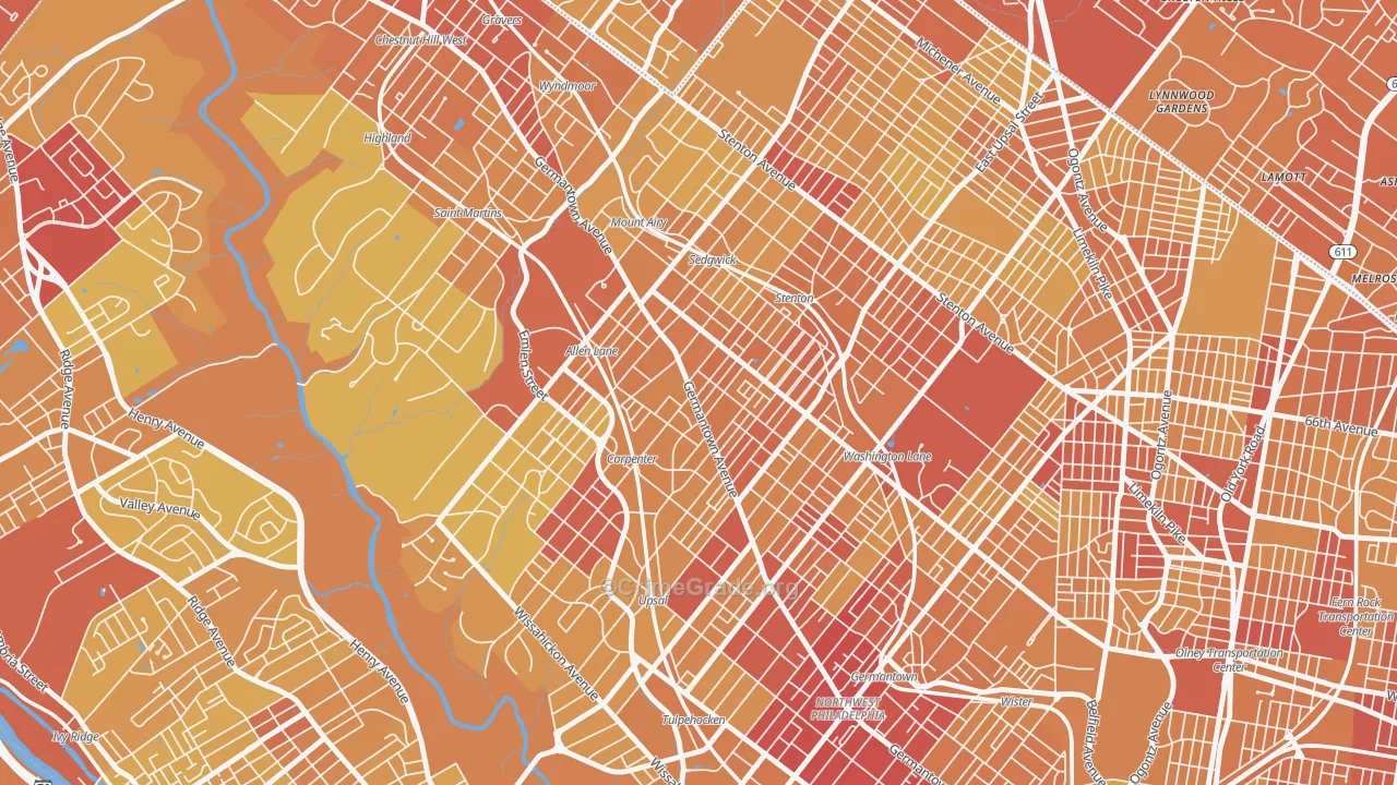 19119, PA Map of Vehicle Theft Rates