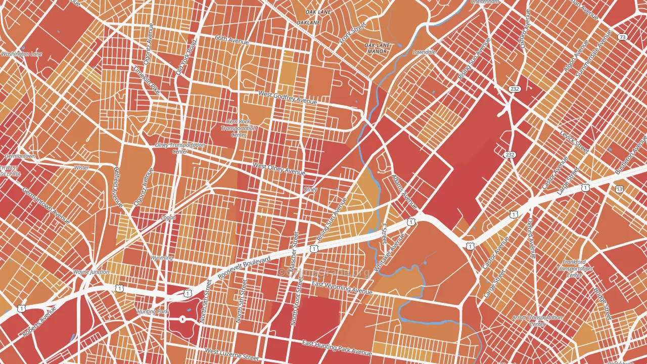 19120, PA Map of Vehicle Theft Rates