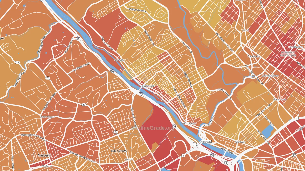 19127, PA Map of Vehicle Theft Rates