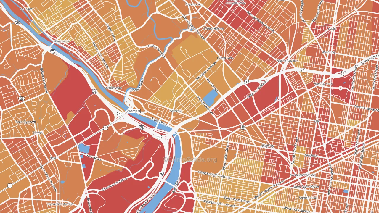 19129, PA Map of Vehicle Theft Rates