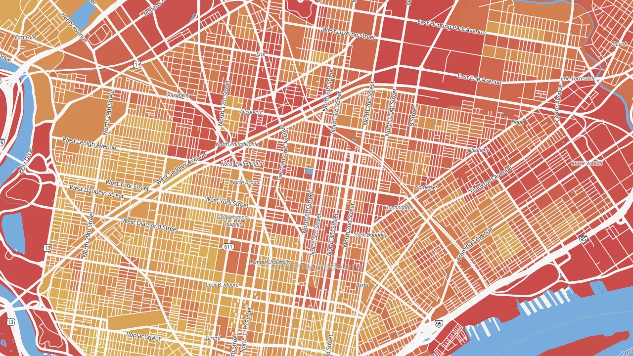 19133, PA Map of Vehicle Theft Rates