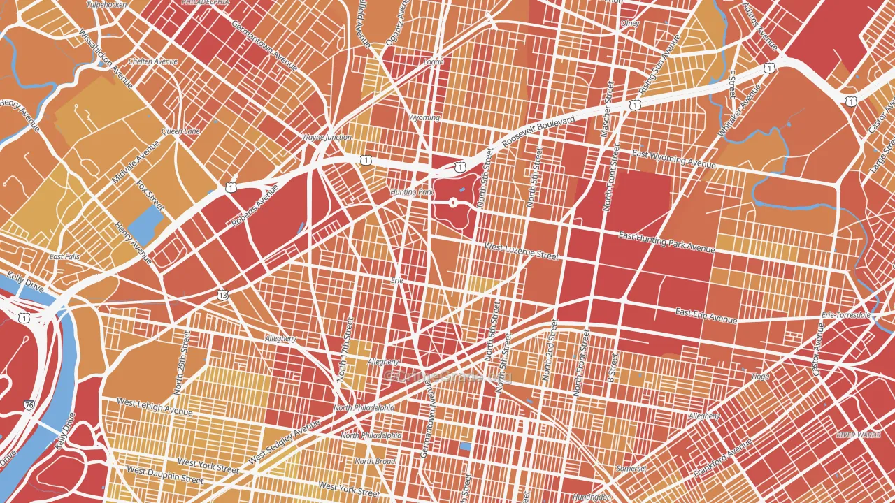19140, PA Map of Vehicle Theft Rates