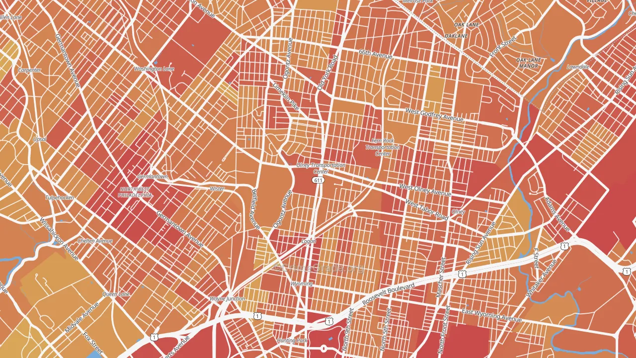 19141, PA Map of Vehicle Theft Rates