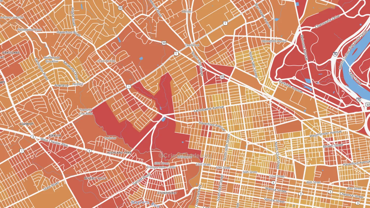 19151, PA Map of Vehicle Theft Rates