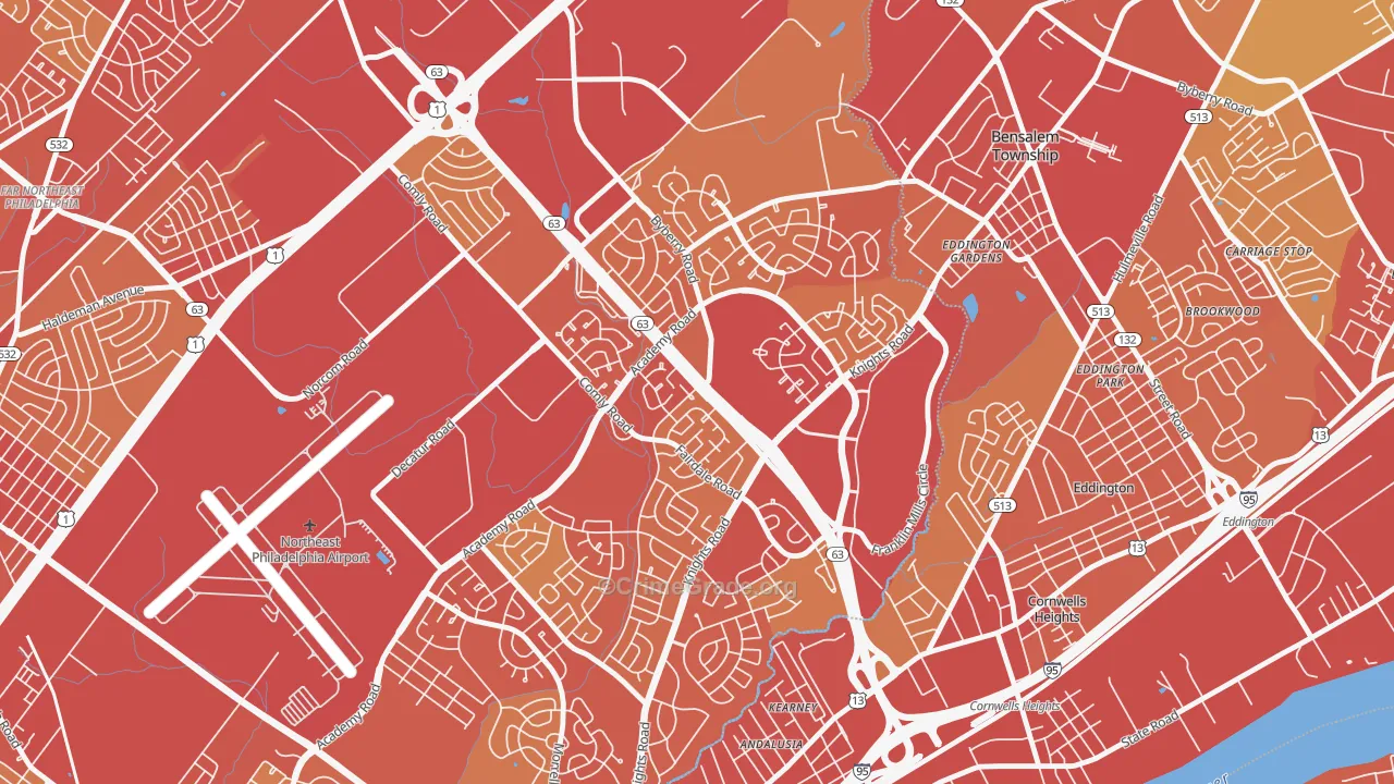 19154, PA Map of Vehicle Theft Rates