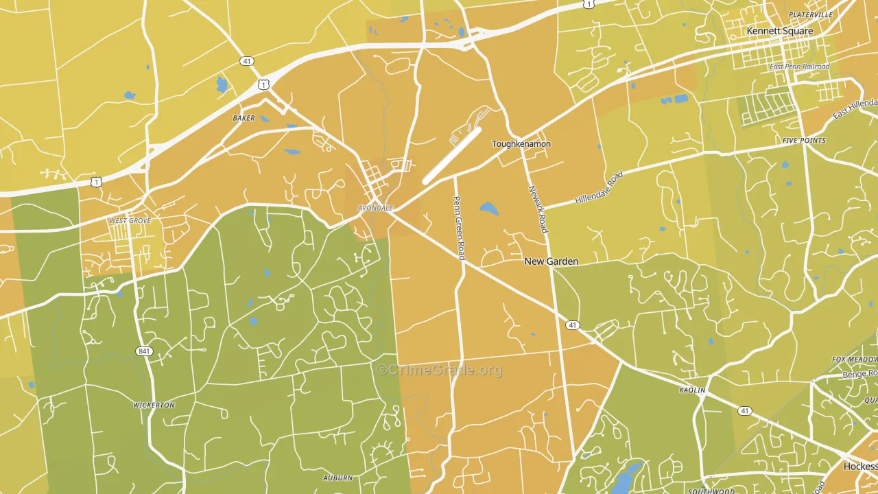 19311, PA Map of Vehicle Theft Rates