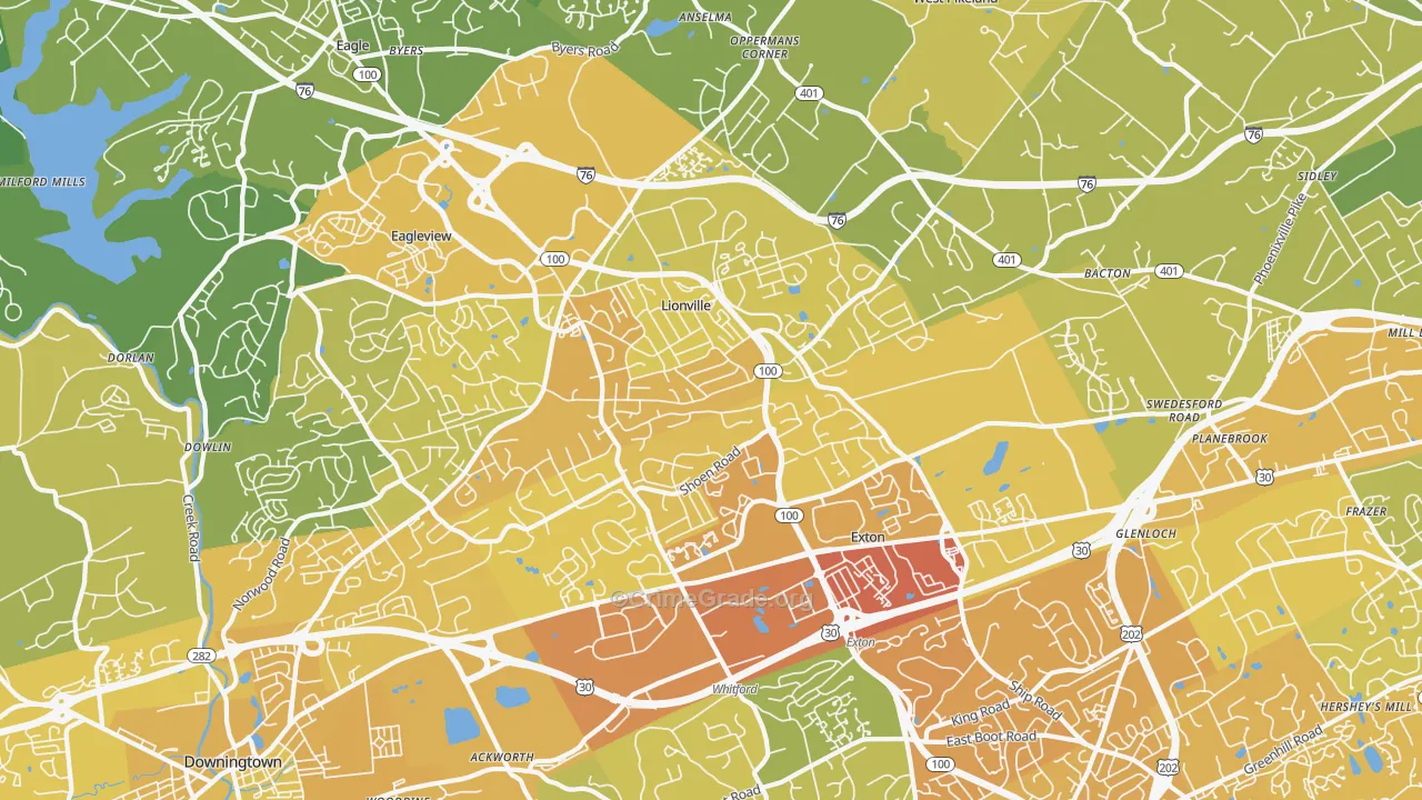 19341, PA Map of Vehicle Theft Rates