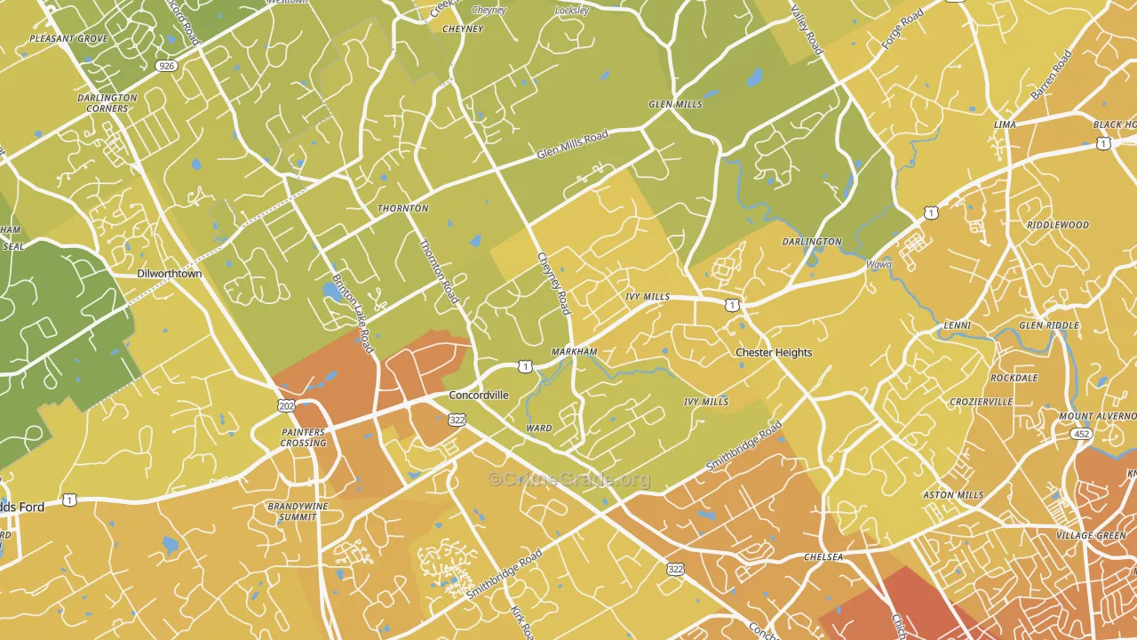 19342, PA Map of Vehicle Theft Rates