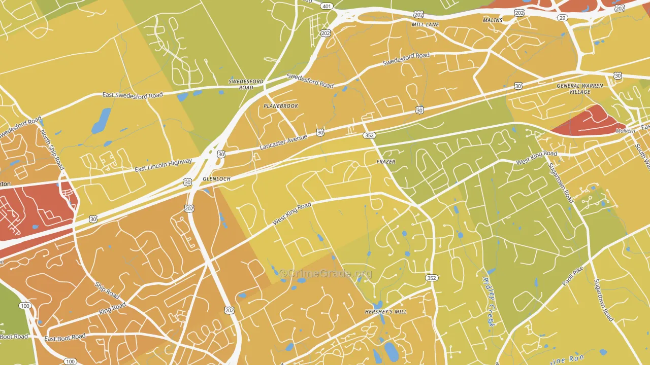 19345, PA Map of Vehicle Theft Rates