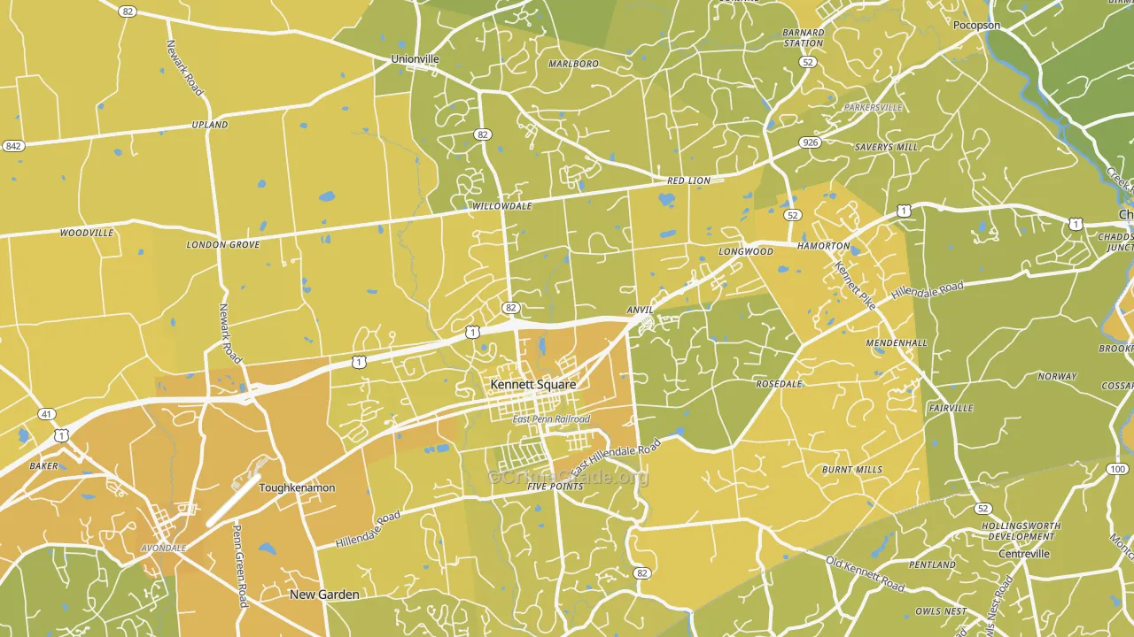 19348, PA Map of Vehicle Theft Rates