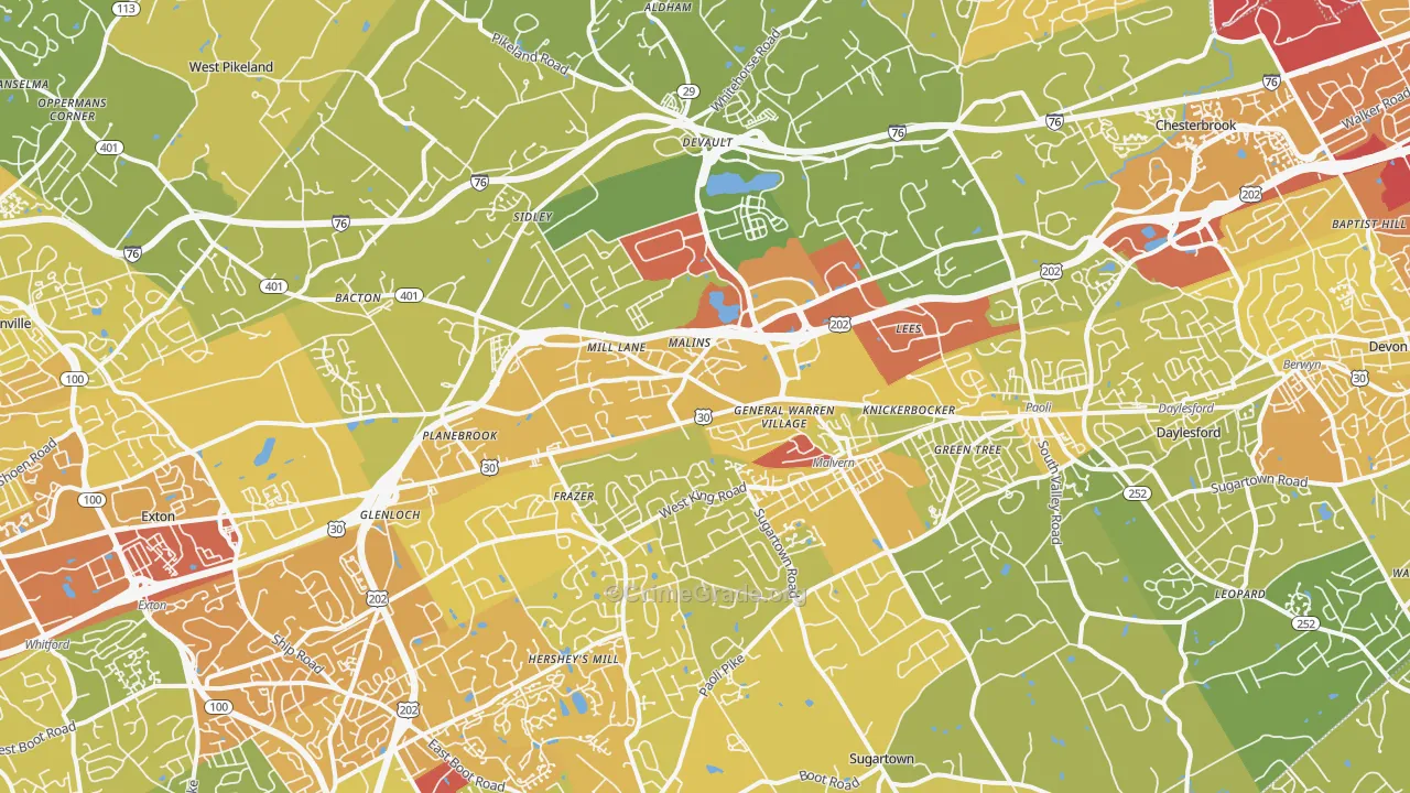 19355, PA Map of Vehicle Theft Rates