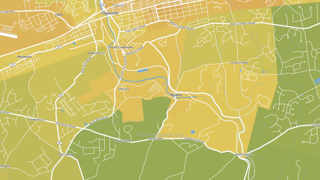 19358, PA Map of Vehicle Theft Rates