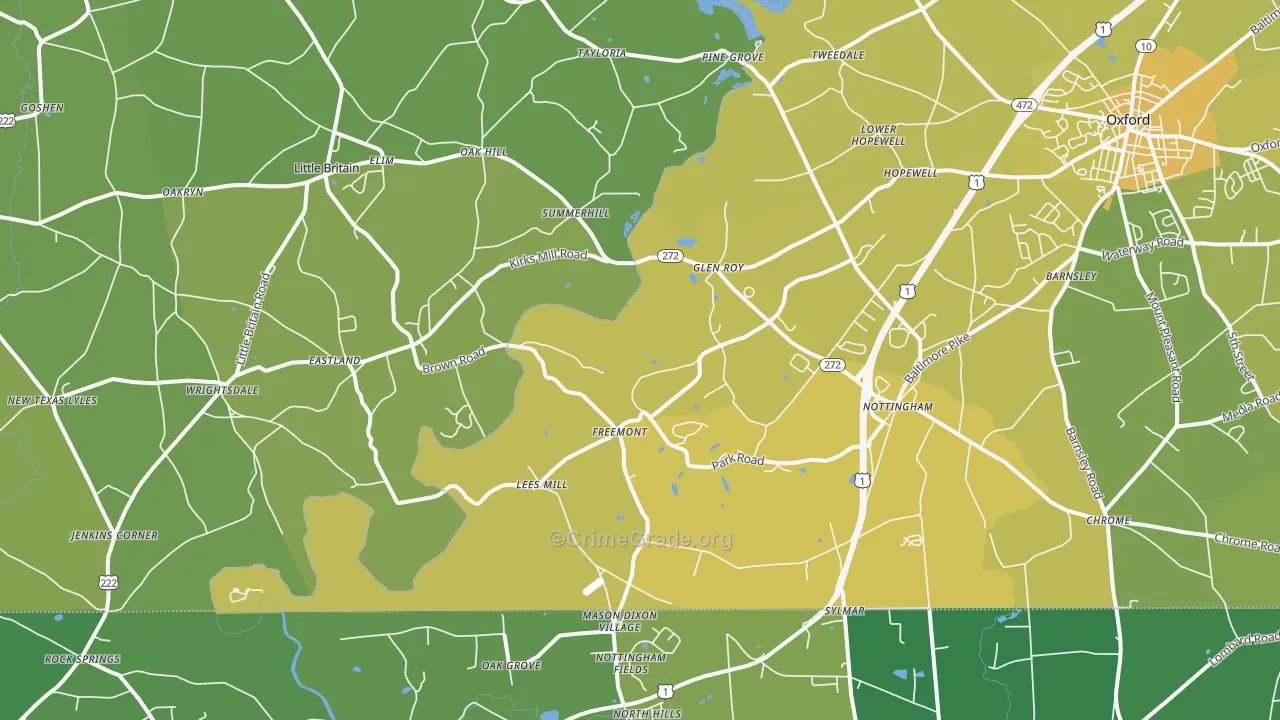 19362, PA Map of Vehicle Theft Rates